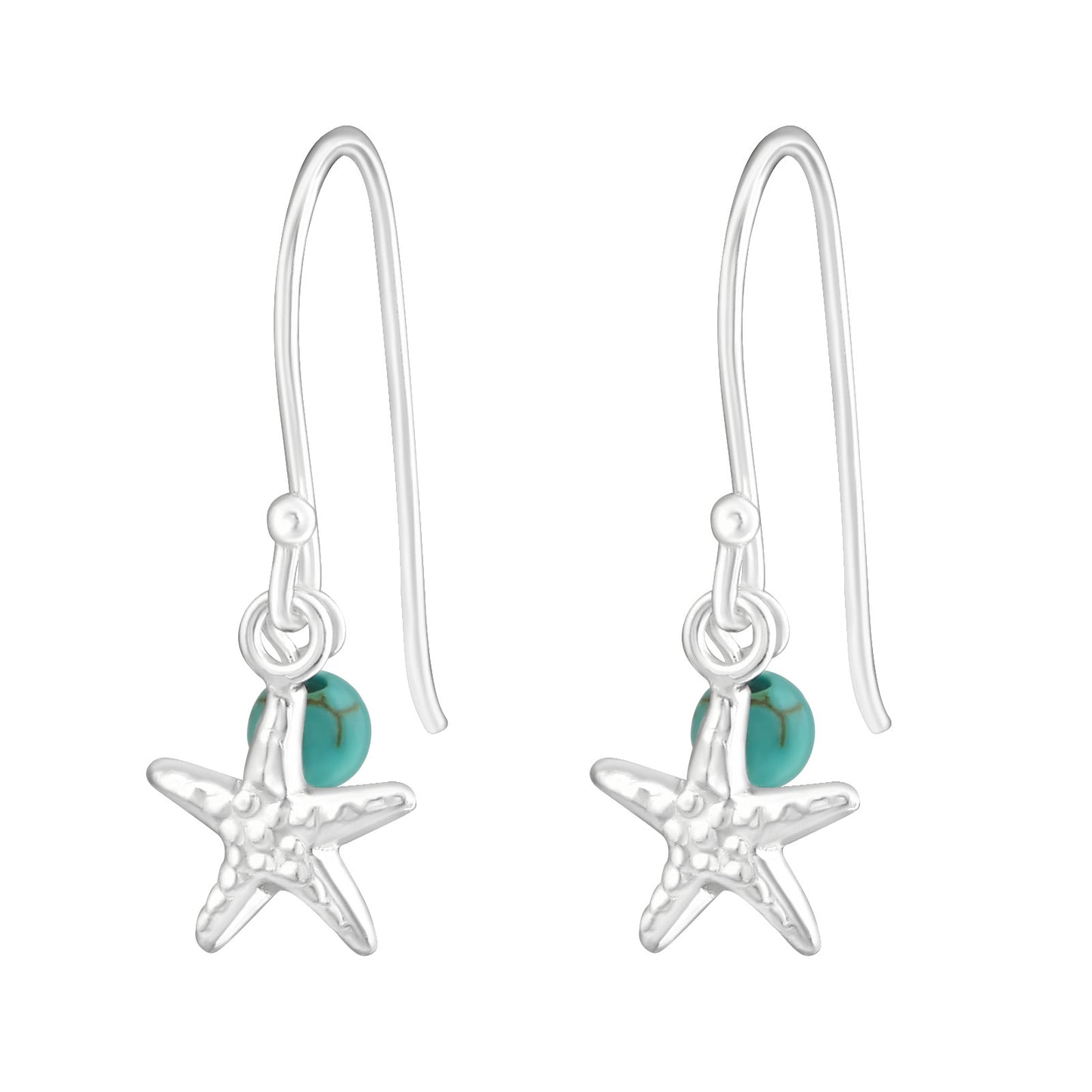 Starfish Sterling Silver and Turquoise Earrings