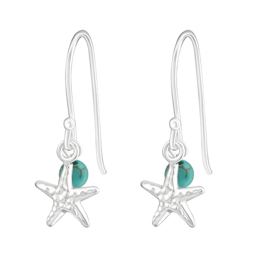 Starfish Sterling Silver and Turquoise Earrings