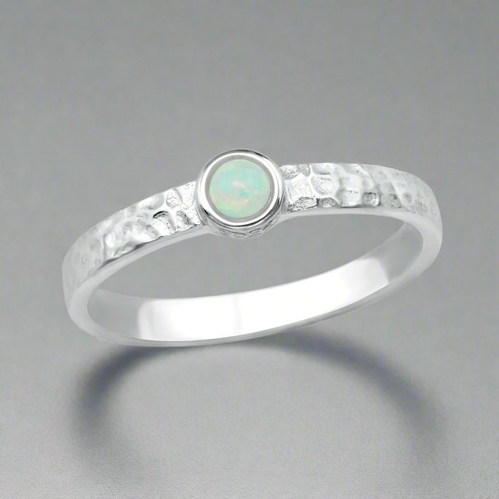 Fire Snow Opal Ring