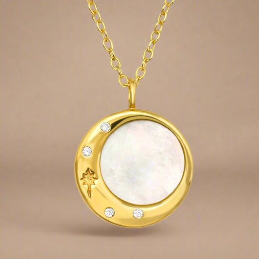 Crescent Moon Pearl Shell Necklace